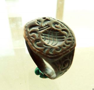 Post - Medieval Bronze Seal - Ring (895). photo