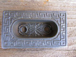 Antique Victorian Ornate Cast Iron Pocket Door Pull Hardware photo