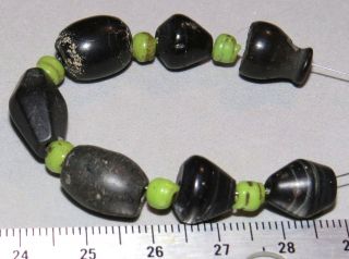 Rare 2500yo Ancient Beads Black Amber Cones,  Bicone,  Ovals photo