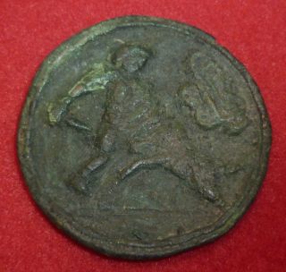 Unique Roman Ancient Artifact Bronze Gladiator Amulet Medallion Circa 200 - 300 Ad photo