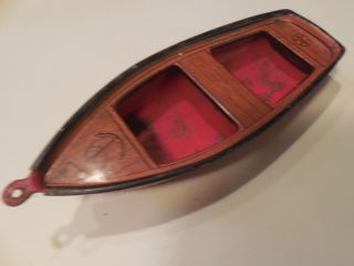 Antique Pressed Steel Tin Lithographed Marx Toy Pond Boat 1940s 50s photo