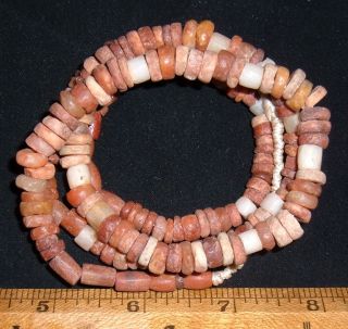 Full String Colorful Sahara Neolithic Stone Beads,  Prehistoric African Artifacts photo