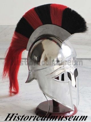 Medieval Greek Corinthian Helmet Plume Crusader Knight Spartan W/stand Se5bm photo