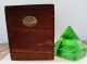 Windjammer Boat Deck Prism Green Solid Glass W/ Wooden Box Other Maritime Antiques photo 2