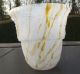 Marbled White Shade With Orange/amber Steaks & Moulded Garland Lamp Shade, 20th Century photo 7