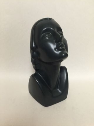 Art Deco Ceramic Bust Sculpture Woman Steel Gray 8 