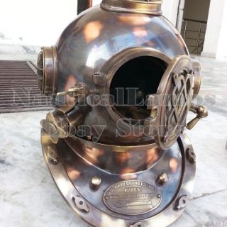Boston Navy Divers Helmet Mark V Brass - Copper Antique Diving Helmet Deep Sea 18 