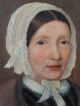 19thc Antique Victorian Era Lady In Bonnet Primitive Nc Estate Portrait Painting Victorian photo 2