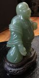 Chinese Jadeite Happy Buddha Carving Signed With Old Stand 9 