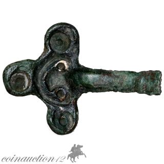 Scarce Anglo Saxon Bronze Fibula Brooch 600 Ad photo