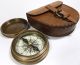 Vintage Style Brass Pocket Antique Compass W Leather Case Campaninig Hiking 01 Compasses photo 1