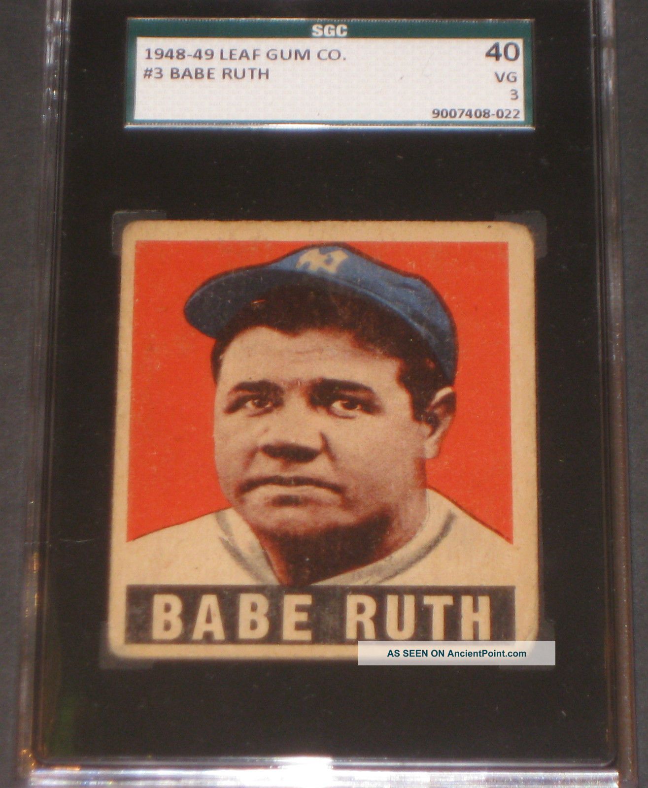 1949 Leaf Babe Ruth Baseball Card Sgc 40 Vg 3 Ny Yankees Antique Cards Other Antiquities photo