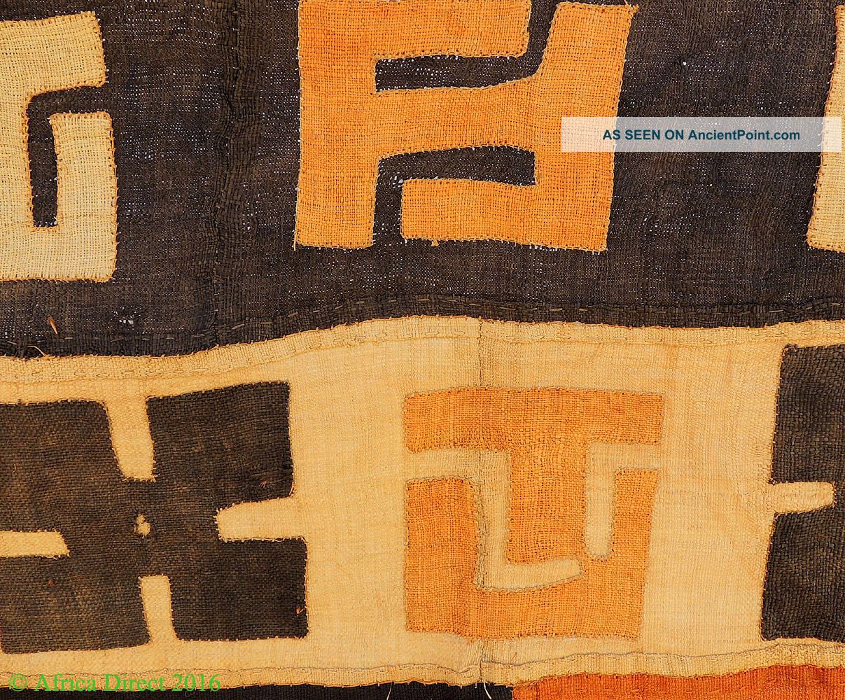 Kuba Textile AppliquÃ©d Raffia Congo 9 Feet African Art Was $225 Other African Antiques photo
