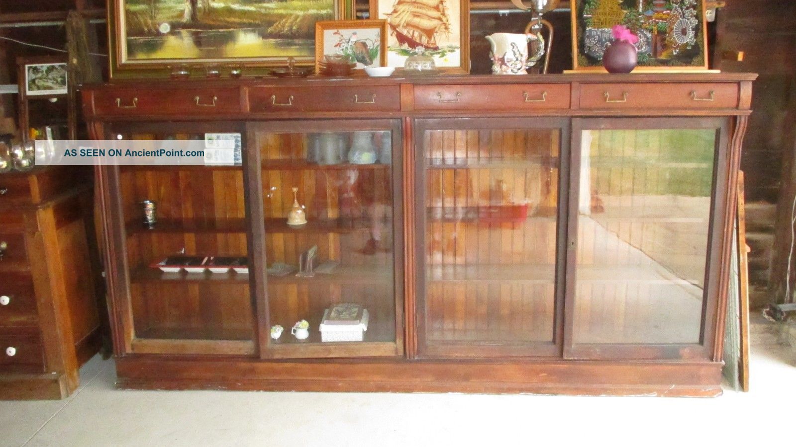 Antique Cherry Bookcase/cabinet - Circa 1880 ' S - 8 1/2 ' Long 1800-1899 photo