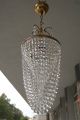 Antique Vnt.  Small French Basket Style Crystal Chandelier Lamp 1960 ' S 9 In Chandeliers, Fixtures, Sconces photo 1