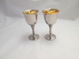A Vintage Silver Plated Goblets With Gilded Interiors photo