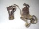 Antique Primitive Metal Corn Ear Dryer & 2 Hand Corn Shuckers Leather/metal Farm Primitives photo 1