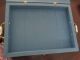 Vintage 16 X 12 X 3 Hand Painted Blue Display Case With Porcelain Handles Glass Display Cases photo 6