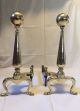 Brass Cannonball Andirons Fire Dogs Log Holders Hearth Ware photo 1