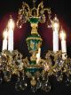 Darlingest Antique French Empire Green Lead Cut Brass Crystal Chandelier Chandeliers, Fixtures, Sconces photo 4
