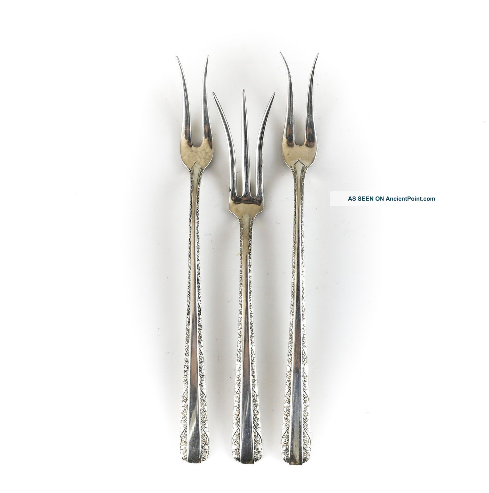 Towle Sterling Silver 3pc Lemon And Pickle Forks In Candlelight,  Pat 1934 Flatware & Silverware photo