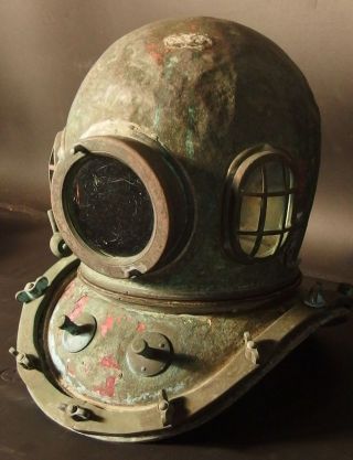 Japanese Antique Diving Helmet Bronze ＆ Brass Rare photo