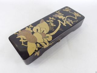 160815 Vintage Japanese Lacquered Wooden Fumibako Papeterie Letter Box photo