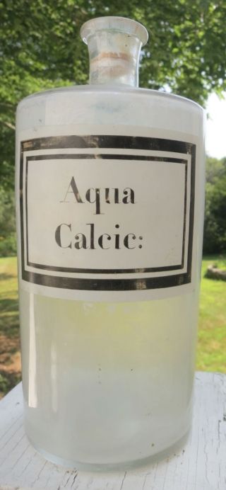 Antique French Hand - Blown Apothecary Jar For Aqua Calcic,  Needs Cleaning photo