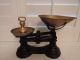 Antique English Cast Iron Balance Kitchen Scales W/brass Bell Weights Scales photo 1