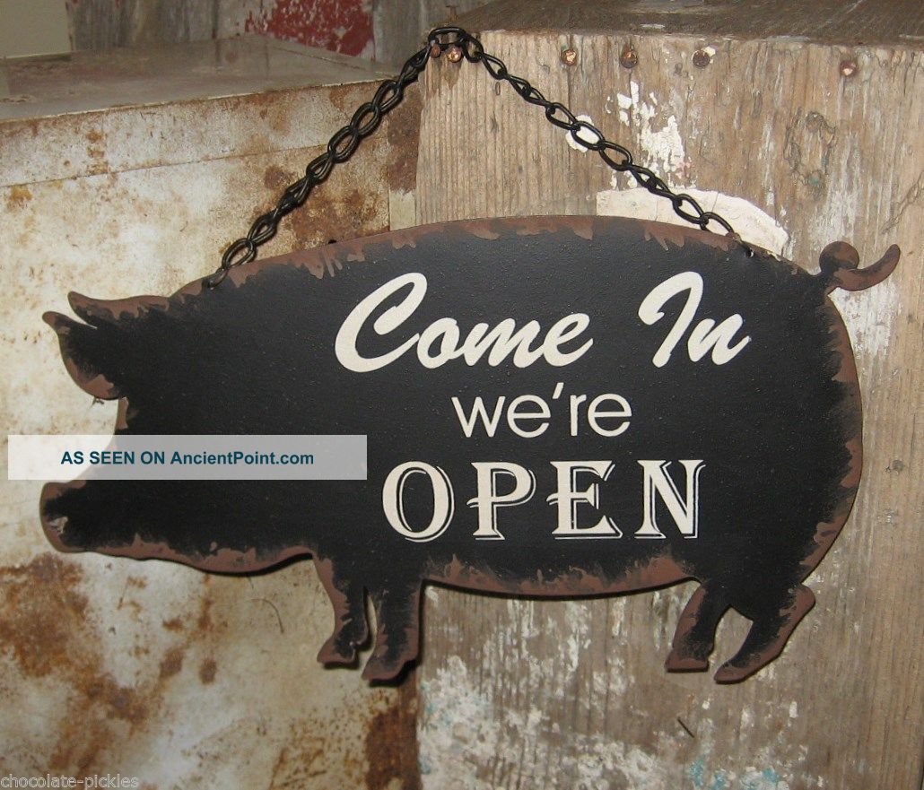 Black Pig Open/closed Wall Sign Primitive Farmhouse/restaurant/kitchen Decor Primitives photo