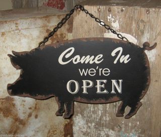 Black Pig Open/closed Wall Sign Primitive Farmhouse/restaurant/kitchen Decor photo