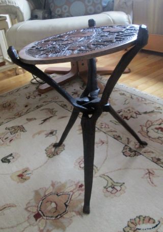 Antique Malawi Hand Carved Wooden 3 Legged Table/stool Reversible Top photo
