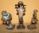 Group Of 3 African Musician Band Bronze Ashanti Baule Dogon Chokwe Statue Figure Sculptures & Statues photo 1