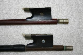 2 Old Antique 4/4 French? German? Violin Fiddle Bow Wide Hair Repair photo