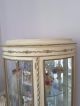 Vintage French Creamy Painted Shabby Gilded Ormolu Curved Glass Curio Post-1950 photo 5