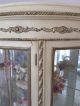 Vintage French Creamy Painted Shabby Gilded Ormolu Curved Glass Curio Post-1950 photo 8