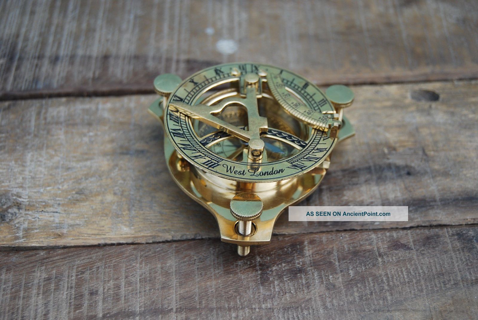 Vintage Brass Sundial Compass Handmade Nautical Marine Camping Compass Compasses photo