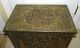 Antique 19th Century Victorian Era Repousse Brass Over Wood Kindling Box Trunk Boxes photo 1