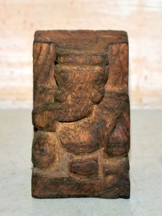 Old Antique India Wooden Hand Carved Hindu God Lord Temple Ganesha Statue photo