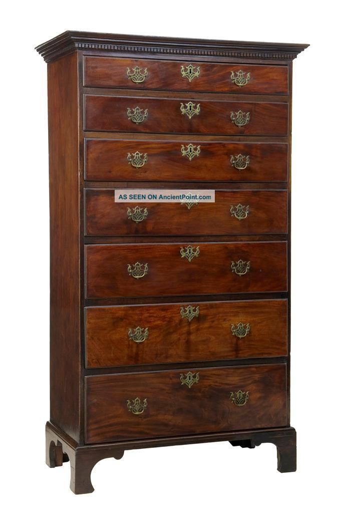 19th Century Mahogany Tall Chest Of Drawers Pre-Victorian (Pre-1837) photo