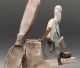 Vintage Primitive Folk Art Whirligig Handmade Wooden & Metal Man Log Splitting Primitives photo 4