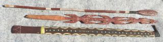 Batch Of Aboriginal Carved Items - Speartips X 2 And Woomera photo
