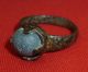 Unique Roman Ancient Artifact Bronze Ring - Blue Gemstone Circa 100 - 300 Ad - 2804 Other Antiquities photo 2