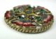 Antique Button Brass Frame On Rope Rim Enamel & Paste Stunning 1 & 1/4 