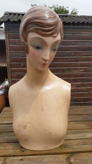 Mannequin Antique Bust Art Deco Head Display Vintage Large photo