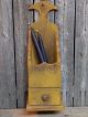 Antique England Mustard Paint Wall Pipe Candle Box Whale Tail Primitives photo 2