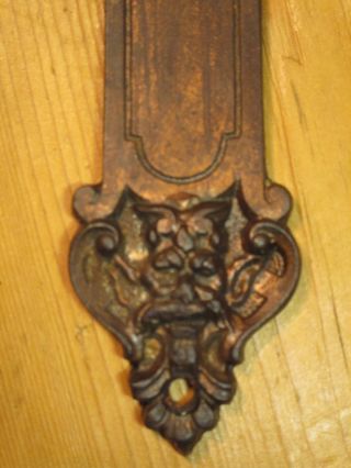 Antique French Victorian Angel Cherub Devil Demon Door Knob Back Plate W/ Bronze photo