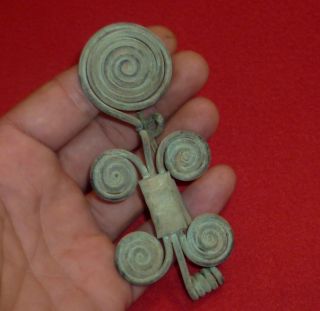 Large Celtic Ancient Artifact Twisted Fibula / Brooch Circa 200 - 100 Bc - 2999 photo