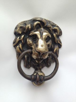 Antique Door Knocker Brass Lion Head Door Décor photo