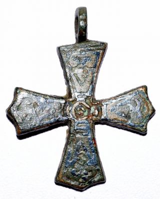 Stunning & Rare Viking Cross Pendant - Silver Inlay - Historical Gift - Op39 photo